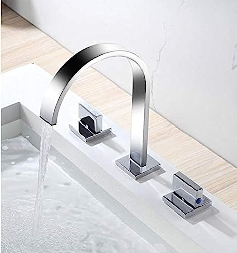 Robinet de lavabo 3 trous chromé mélangeur de salle de bain double poignée pour évier de maison YRYRYW
