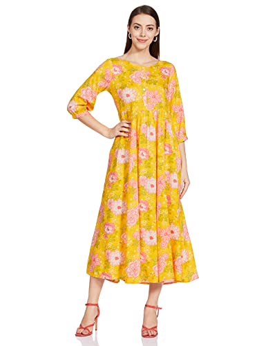 Image of Max Women Floral Print Three-Quarter Sleeves Dress