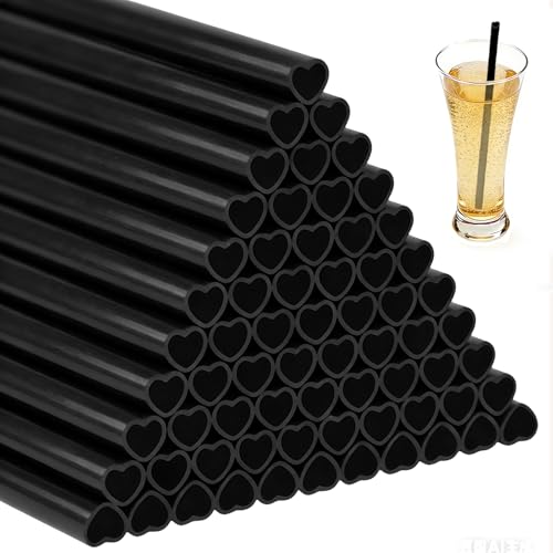 Reusable-Heart-Shaped-Straws-for-Graduation-Bachelorette-Valentines-Wedding-Galentines-Party-Favors-Decorations Dishwasher Safe Black Drinking Straw for Bridal Shower Halloween Party Supplies50PC