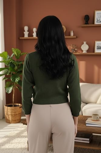 Image of Women Winter Wear V-Neck Full Sleeves Regular Fit Woollen Blouse