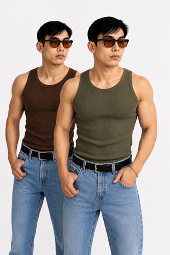 Image of Rockwell Men's Premium Cotton Vest - Sleeveless Gym Undershirt | Breathable, Stretchable & Skin-Friendly Innerwear for Everyday Comfort | Pack of 2 | 302