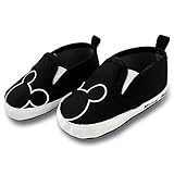 Disney Baby Boys Mickey Mouse Infant Shoes, Black Mickey Mouse Twin Gore Slip/Ons, 9-12 Months