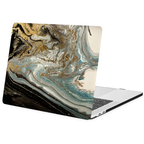 FFBOFFC Custodia Compatibile con MacBook Air 13 Pollici 2020-2018 Modello A2337 A2179 A1932 con Retina Display & Touch ID, Protettiva Custodia Rigida Case in Plastica Cover, Marmo Nero Oro