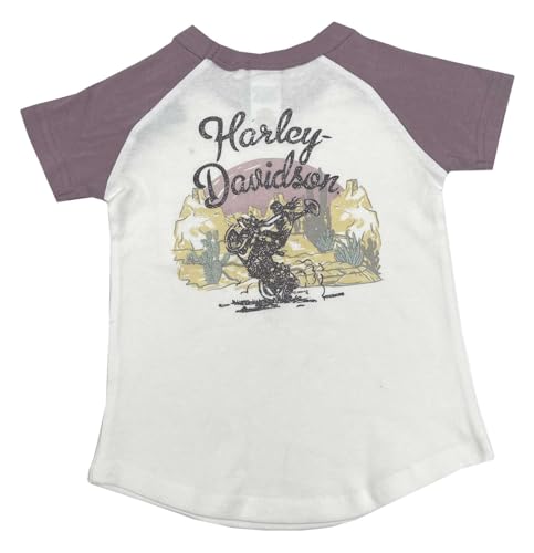 Harley-Davidson Little Girls' Bar & Shield Short Sleeve Toddler Pocket Tee White2