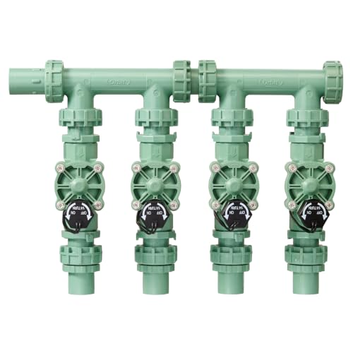 Orbit 57257 4-Valve Preassembled Sprinkler Manifold &ndash; Easy Install, Smart Controller Compatible...