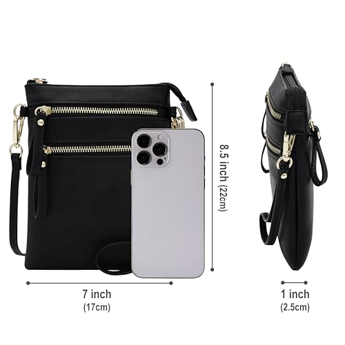 Solene Small Crossbody Bag for Women, Multi Zip Pockets with Detachable Wristlet, Lightweight Travel Purse, Cell Phone Pouch4