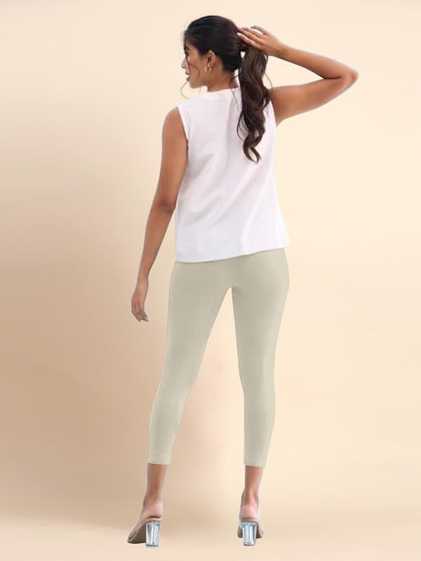Image of TRENDMALLS Women's Microfiber Elastane Stretch Soft Cropped Leggings with Ultrasoft Waistband for Women