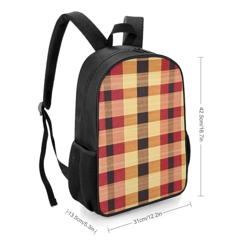 Red Plaid Checkered Travel Backpack Casual Daypack Shoulder Bag with Adjustable Shoulder Straps for Hiking2