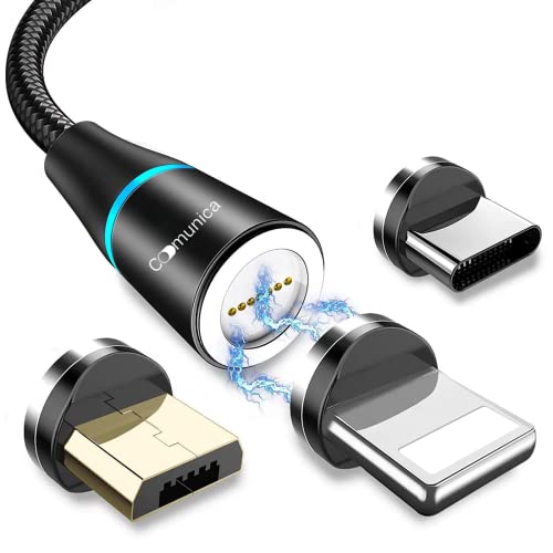 Cavo Usb C Magnetico 1 Metro Ricarica Rapida 3A 360 USB C in Nylon e Lega di Alluminio Calamite Potenti Universale