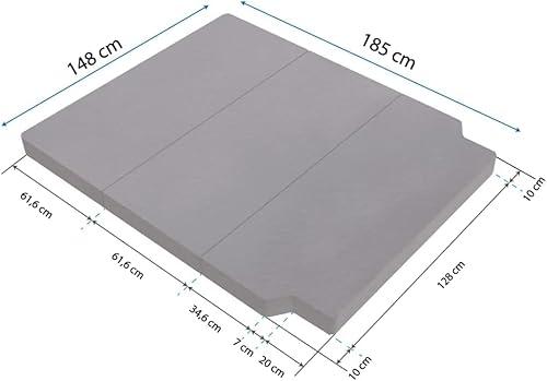 KFoam.es Matratze für VW T4, T5, T6, T6.1 Multivan, California Beach, Caravelle, Transporter, Faltmatratze, Klappmatratze, Camper Van, Reisemobil 185x148x8cm