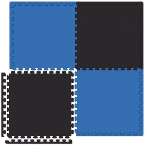 10' x 10' (25 pieces) Royal Blue/Black Economy Reversible SoftFloors Interlocking Comfortable EVA Foam Rubber