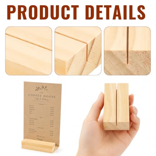 Image of 15Pcs 2.75x1.38 Inches Wood Table Number Stands, Wood Place Card Holders, Wooden Holders for Wedding, Ceremony, Birthday, Party, Home Decoration, Events (1mm Slots)