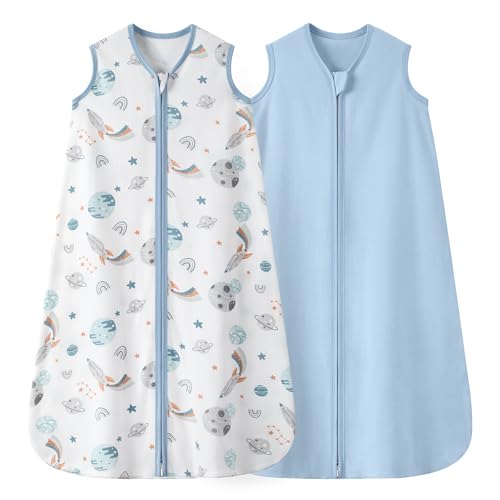 Baby Sleep Sack 0-6 Months 100% Cotton 0.5TOG Wearable Blanket 2pk