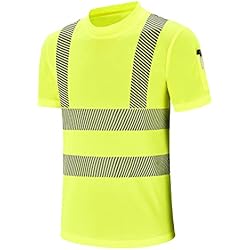 Ropa Laboral Alta Visibilidad AYKRM Camiseta Manga Corta de Trabajo Alta Visibilidad y Cintas Reflectantes Camisetas y Polos de Alta Visibilidad Amarillo Naranja Fluo