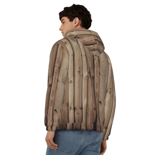 Sweat à capuche zippé en polyester doux imprimé bois masculin - 5