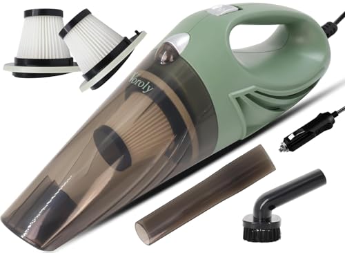 Image of Voroly 5000PA Power Suction Handheld Car Vacuum Cleaner for Car Dry and Wet DC12V (Light Green)