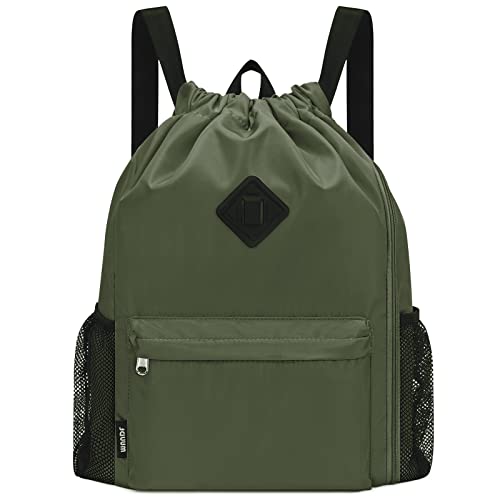 WANDF Mochila con cordón, bolsa de deporte con compartimento para...