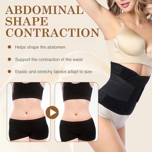 Thoquene Bauchgurt Nach Op Geburt, 96CM Postpartum Belly Wrap, Rückbildungsgürtel Schwarz