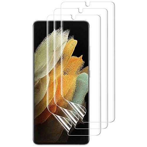 [3 Pack] Screen Protector for Samsung Galaxy S21 Ultra Flexible TPU Screen Film [Anti Scratch][Case Friendly][Fingerprint ID Compatible] HD Clarity Protective Film for Galaxy S21Ultra 6.8'' (Clear)