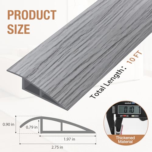 Floor Transition Strip Self Adhesive Vinyl Door Threshold for Doorways Carpet Edging Trim Overlap Edge Reducer for Laminate Floor, Carpet, Tile (Light Gray Wood Grain, 3/5" to 4/5", 10Ft) by Heonay - Image 5