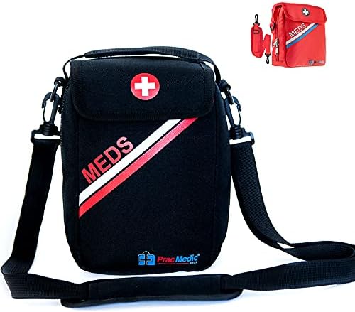 PracMedic Baggage First Support Baggage Empty- Holds Diabetic Insulin Provides, Epipen, Inhaler Spacer, Complement Organizer- Insulated Medication Bag The Excellent Security Equipment Throughout Journey and Faculty (Black)