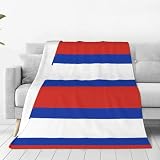 Manta con estampado de bandera rusa para todas las estaciones, manta de franela suave y acogedora, para decoración de cama, sofá