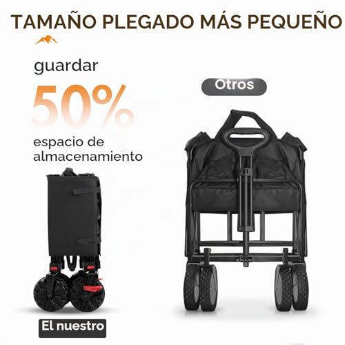 Miniatura 4 de Portal Carro De Playa Para Arena, Todo Terreno, Ruedas Grandes, Para Festivales, Camping, Carrito De Playa, Plegable, Carrito De Jardín, Con Ruedas, Soporta 102 Kg, Resistente Y Plegable