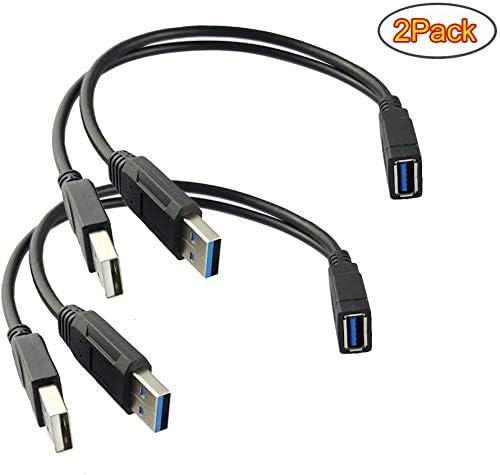 2Pack USB 3.0 Female to Dual USB Male Extra Power Data Y Extension Cable for 2.5" Mobile Hard Disk image 5