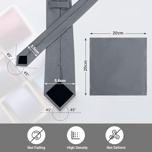Boys Charcoal Grey Tie Pocket Square Set Suitable for Teenagers Weddings School Graduation Ceremony Comes with Gift Box4