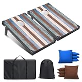 Cornhole Spiel Verordnung Größe 91cmx60cm, Sackloch Spiel mit Corn Hole Spiel mit 2 Boards, 8 Wurfbeuteln und Transporttasche Cornhole Spiel für Strand Erwachsene Wurfspiel Corn Hole (CH58)