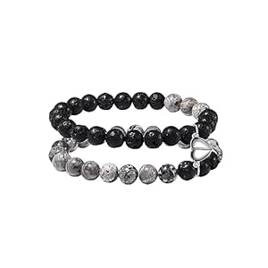 2Pcs Matte Lava Rock Volcanic Stone Beads Stretch Bracelet Stacking Essential Oil Diffuser Tiger Eye Seed Energy Yoga Bracelet for Men Women Couple Stress Relief Healing Aromatherapy Jewelry