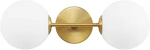 SAFAVIEH Hymn Brass 2-Light Globe Wall Sconce Light Fixture with LED Bulbs