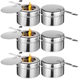 6 Stk. Chafing Fuel Holder aus Edelstahl, 3,5 x 2,4 Zoll, mit Sicherheitsdeckel, tragbare Metall Wärmehalter für Hot Pot, Buffet, innen und außen, Brennstoffhalter