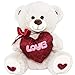 FG Peluche Orsetto con Fiocco, Cuore Bordeaux con Paillettes e Scritta Love Rosa 25 cm – 6425 Orsacchiotto Teddy Bear Idea Regalo Innamorati San Valentino