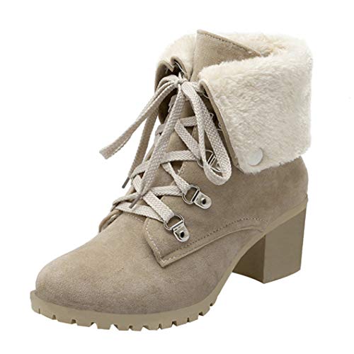 Bellirala Womens Lace Up Block Heel Ankle Boots Faux Suede Chunky Heel Booties