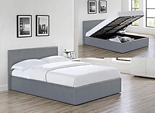 Luna Siesta Ottoman Storage Bed in (Grey Faux Leather, 4Ft Small Double)
