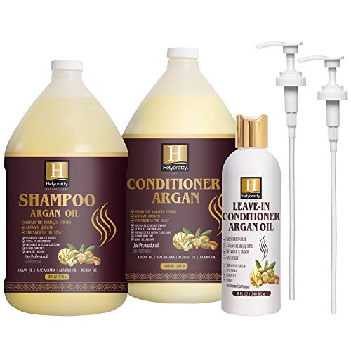 5 in 1 Premium Shampoo and Conditioner Set for Men and Women  Protein-Rich Hair Products with Argan Oil of Morocco, Macadamia Oil, Almond Oil, and Jojoba