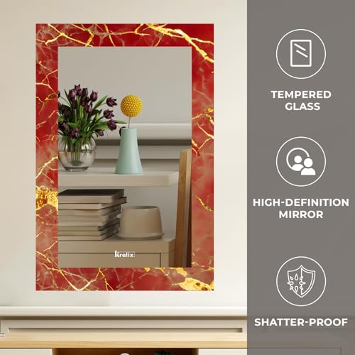 Image of KERLIX 12x18 Inch Rectangular Wall Mirror CNC Polished Finish, Modern Decorative Mirror for Bathroom, Bedroom, Living Room & Entryway
