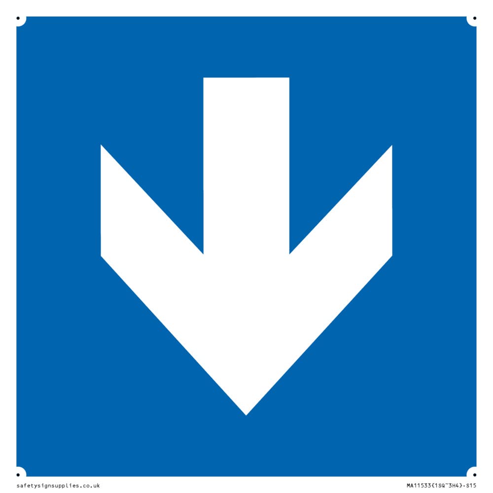 Custom Mandatory: Down arrow Sign - 150x150mm - S15