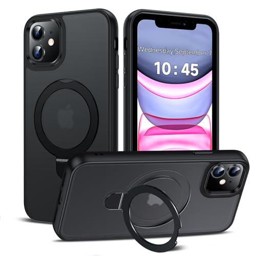 LeYi for iPhone-11 Phone Case for Magsafe with Stand [ Kickstand Ring Holder] Cover Funda para iphone11 Women Man Magnetic Rugged Military Grade Protective Heavy Duty Slim ipone 11case Black
