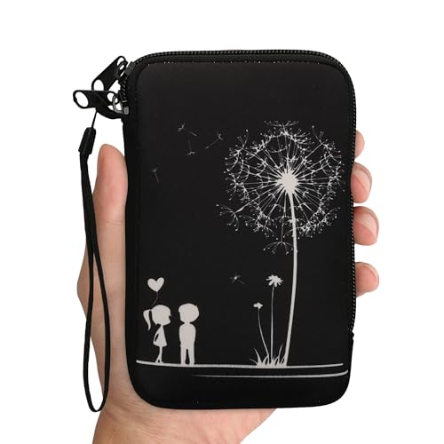 Image of kwmobile Carrying Case Compatible with Nintendo 3DS XL - Console Pouch with Zipper and Design - Dandelion Love White /Black