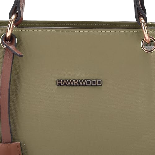 Image of HAWKWOOD Women's Premium PU Leather Structured Handheld Bag with Adjustable Shoulder Strap | Multi-Compartment Office & Casual Tote | Elegant Top Handle Purse for Daily Use