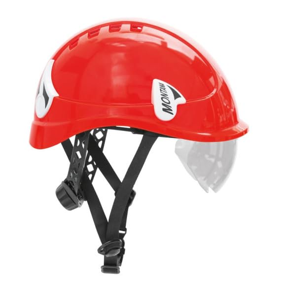 Safetop 80644 - Montana. casco altura con gafa interior y barboquejo. rojo