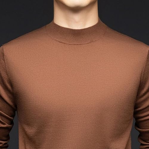 Slim Mock Turtleneck Sweater for Men Long Sleeve Basic Plain Pullover Sweater Lightweight Casual Knitted Sweaters2