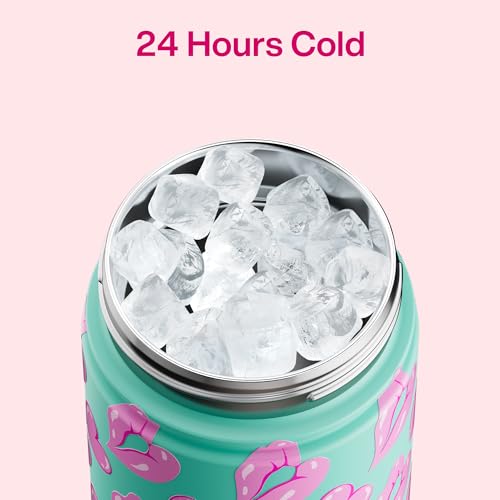 Image of ENCOOL Insulated Water Bottle with Straw Stainless Steel Water Bottle, Leak-Proof, BPA-Free, Keeps Cold for 24 Hours for Sports, Travel, School (26 oz, Kiss Love Violet x Mint)