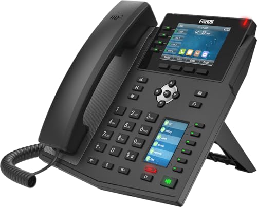 Image of Fanvil X5U V2 IP Phone with 3.5 inch Color Display, HD Voice, Dual Gigabit Ports, PoE, 16 SIP Lines, Professional VoIP Desk Phone for Office, Call Center and Business Communication