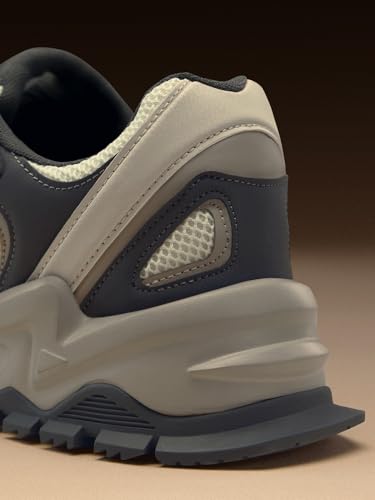 Image of The Souled Store Fumes NX: Sage Men and Boys Low Top Sneakers Green and Off White Streetwear Chunky Trainer Breathable Mesh Cushioned Midsole Durable Sole Lace Up Lightweight Padded Collar