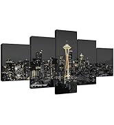 ARNLRDYA Seattle Skyline Wall Art Canvas Printings Seattle Wall Decor for Living Room Bedroom Dec...