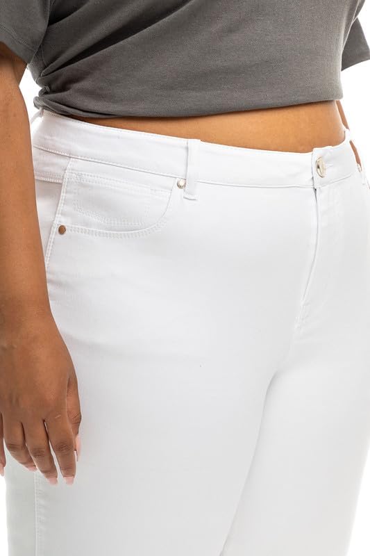 1822 Denim Butter High-Rise Ankle Skinny Jeans Plus Size 28" with Stretch and Shape Retention in White