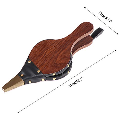 PETIT MANON Fireplace Bellows 12"x 5" Wood Fire Air Bellows with Cast Nozzle, Hanging Strap for Fireplace Wood Stove Grill Chimney Indoor Outdoor Cooking Camping BBQ Grill Chimney(1 Pcs, Brown)